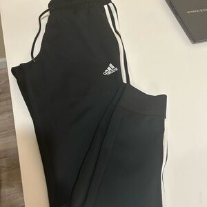 Adidas Woomens Black Joggers with White Stripes